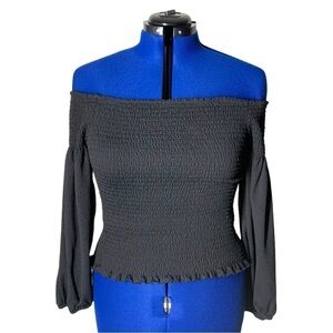 Black Ruffled Off Shoulder Puff Sleeves XL size